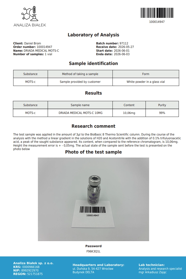 MOTS-C 10mg — informação